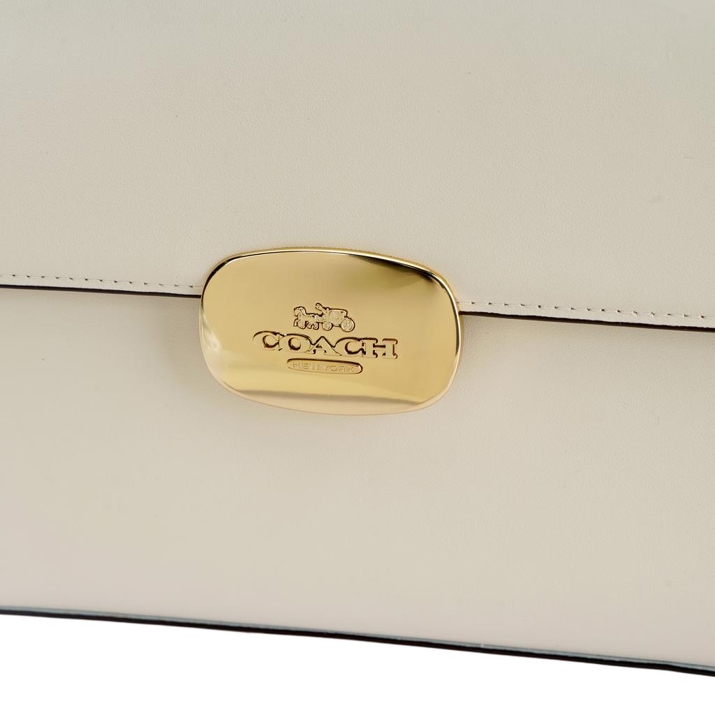 Coach Eliza 27 Classic Monogram Oval Lock Flap Hardware Leather Shoulder Crossbody Tote Bag Large Women Handbags Chalk-White CP006-IMCHK