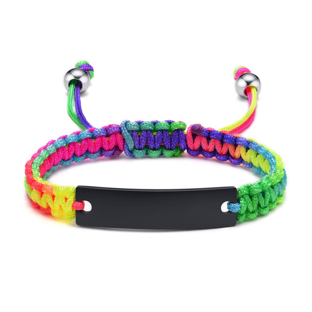 Engraved Personalized Rope ID Bracelet Braided Adjustable Friendship Couples Women Men Custom Name Initials Wristband