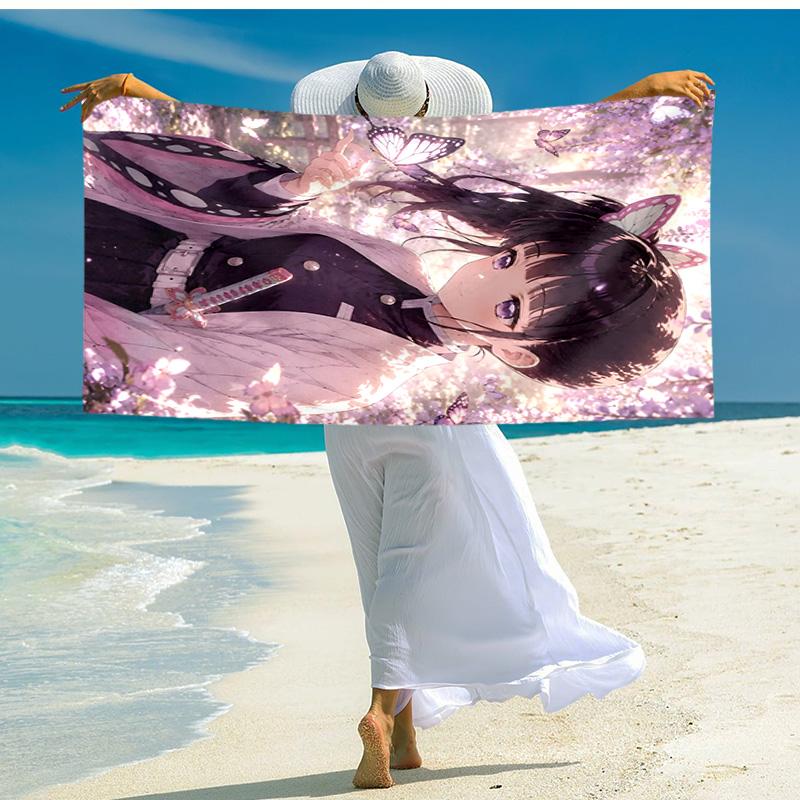 1pc Tsuyuri Kanawo Beach Towel, Comfortable and Thick, and Swimming/Bath/Picnic/Camping Towel, Suitable for Seaside Beaches