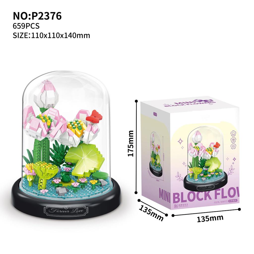 Flower Constructor Blocks Home Decoration Bouquet Flowers Model Building Blocks Toy Assembly Toy Birthday Gift for Children Girl