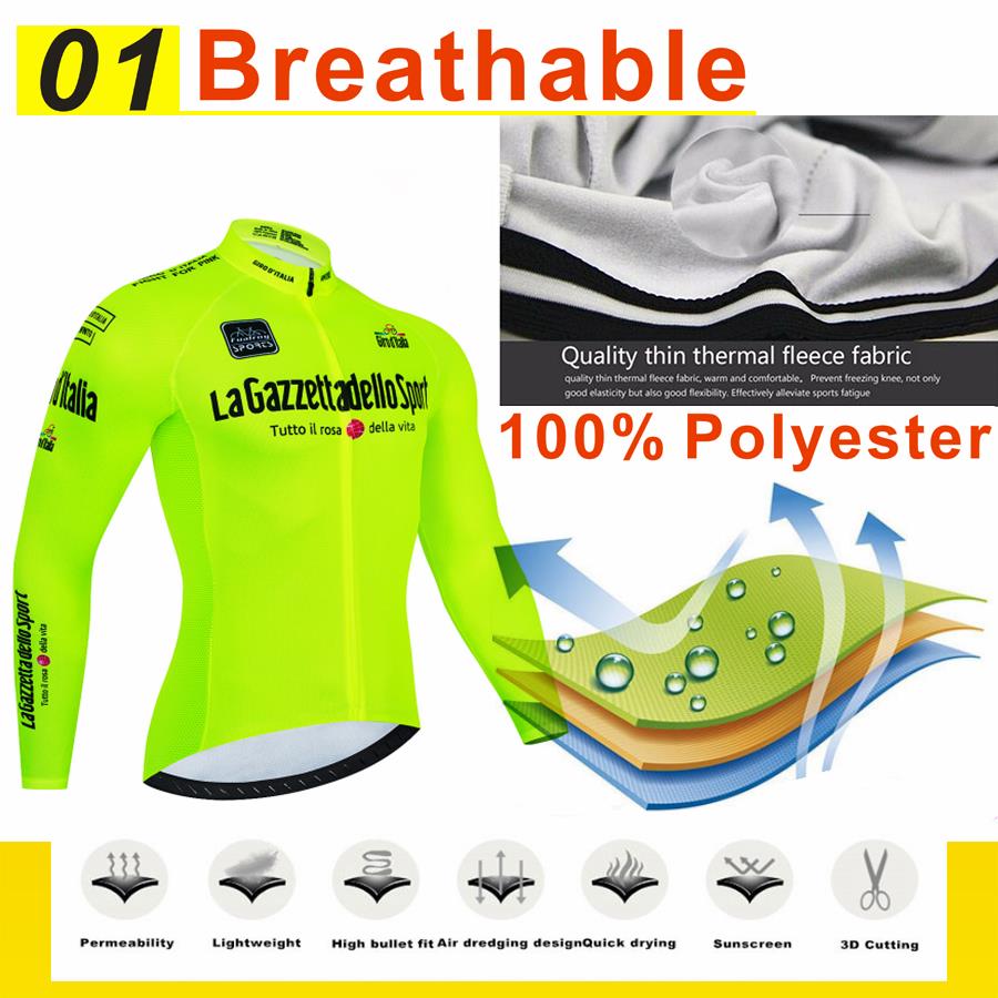 2025 Tour De Giro D'ITALIA Cycling Jersey Set Winter Thermal Fleece Long Sleeve Cycling Clothing MTB Bike Clothes Cycling Suit