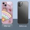 Tempered Glass+TPU Case for iPhone 14,Smile Face Rainbow Pattern Anti-drop Phone Cover