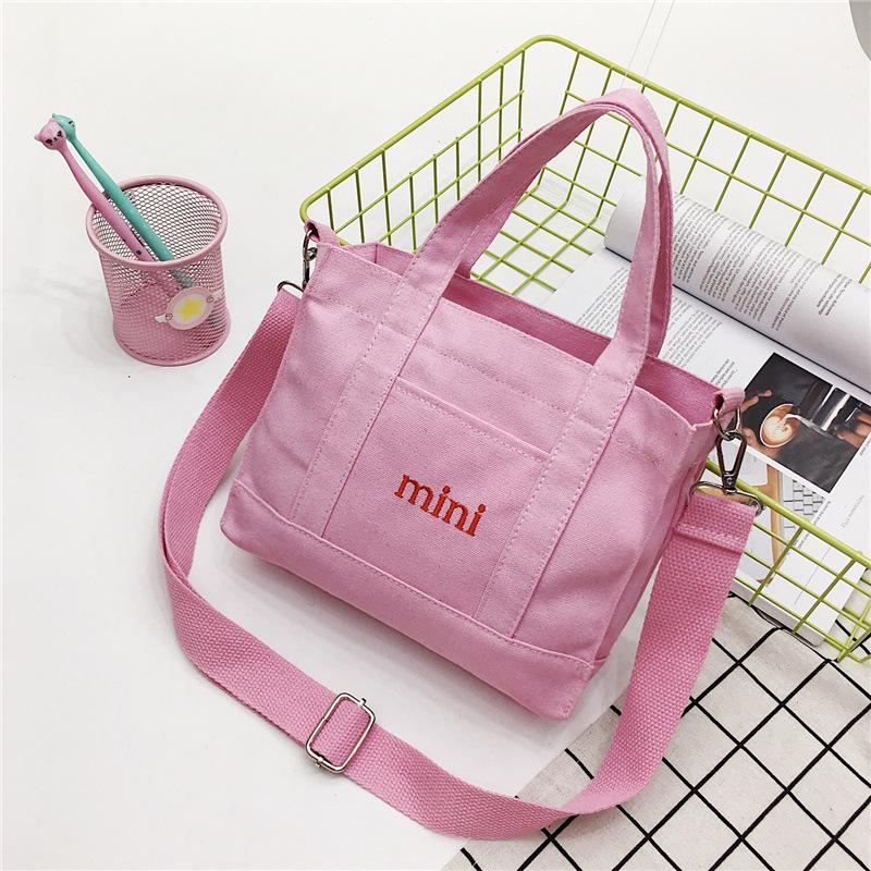Fashion 2019 new dual-purpose canvas bag, fresh and casual simple letter student shoulder oblique span bag