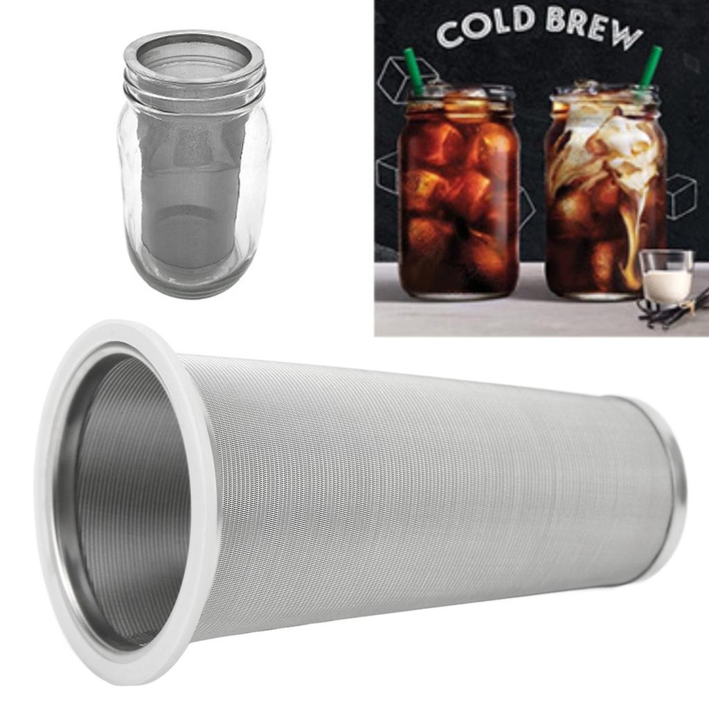304 Nerezová ocel Cold Brew Kávový Filtr Kuželová Síťka s Bílou Gumou Kávový Louhovač pro Ovocné Nápoje