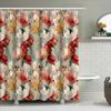 Floral Shower Curtain Botanical Flowers Green Grey Bathroom Decor Vintage Rustic Farmhouse Washable Waterproof Modern Style