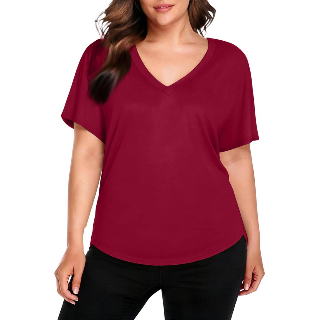 V Neck T Shirts for Women Casual Short Sleeve Shirts for Women Comfortable Spring Tops for Women Loose Fit Summer Tops for Women