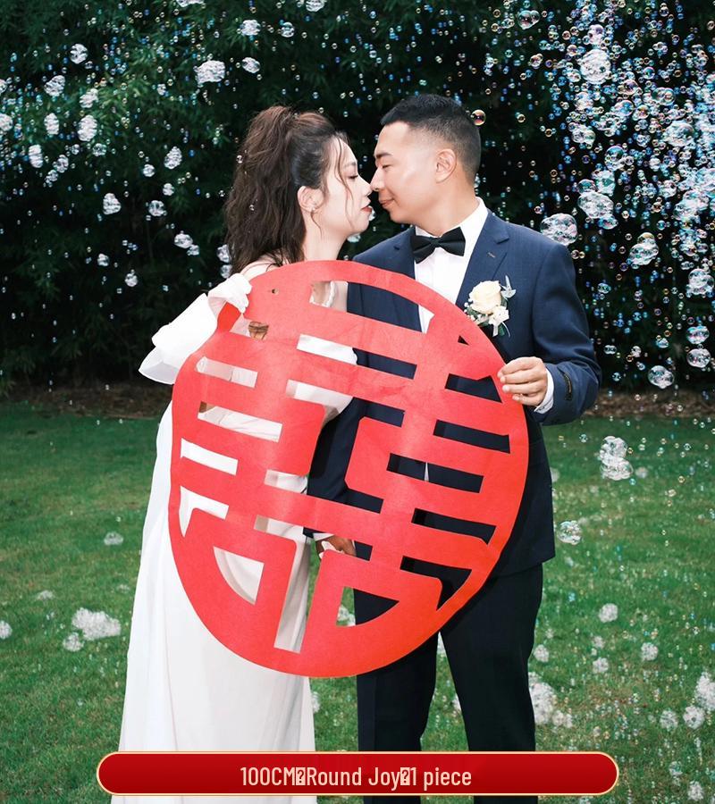 Dubbel Lycka Bröllopsrum Dekoration Klistermärke för Nytt Sovrum & Vigsel Foto Bakgrund