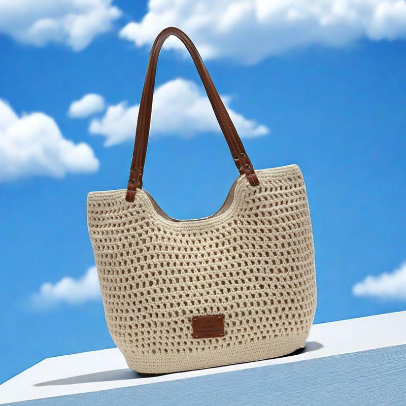 

Ainanfeng Chio2n Leisure Moment Tote Bag Women 2025 Seaside Weekend Beach Woven Shoulder Messenger Bag Beach Holiday Woven Tote Bag