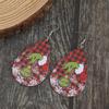 European & American Christmas Grinch Plaid Snowflake Double-Sided Leather Earrings