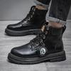 Men's high top casual leather boots spring and autumn outdoor soft sole anti slip comfort workwear boots fashion walking boots