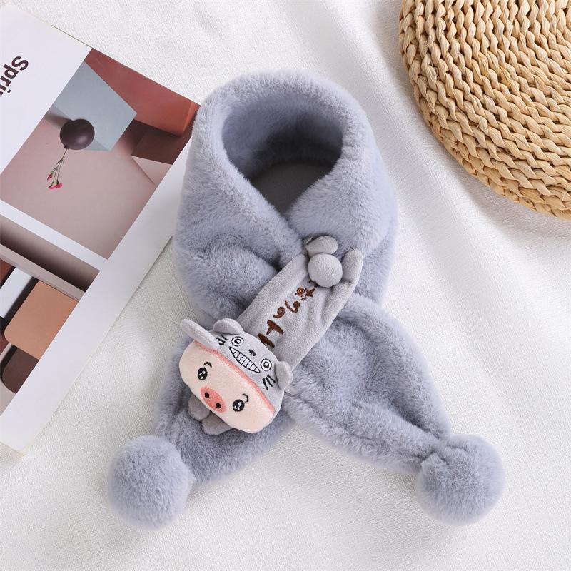 Toddler Christmas Red Scarf - Cute Cartoon Bear, Plush Imitation Rabbit Fur, Thick & Warm Neck Warmer