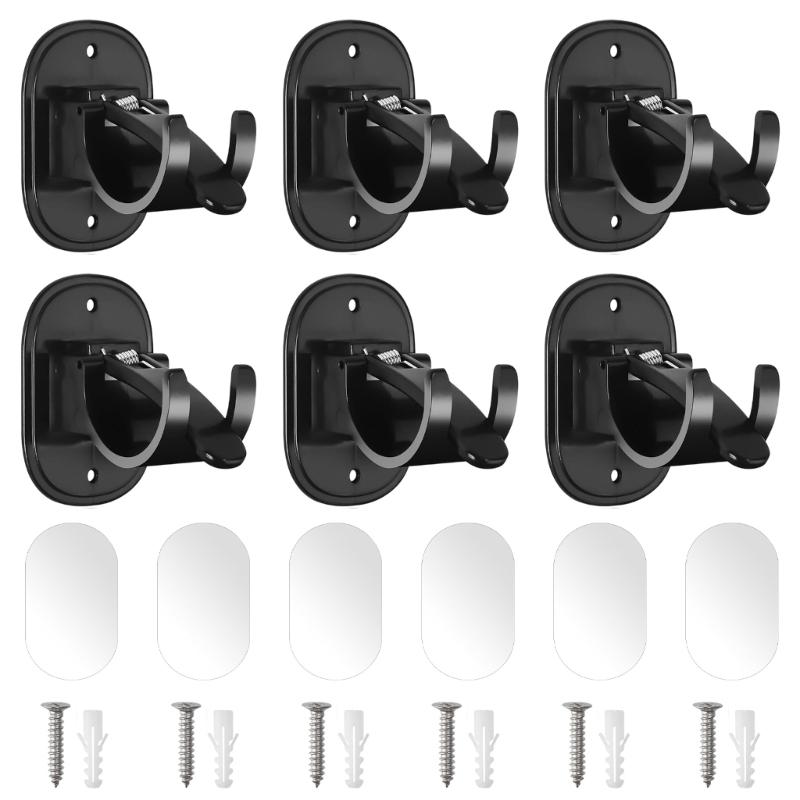 Modern Adhesive Hooks For Curtains 6Pieces No Drilling ABS Mounting Brackets Shower Rod Clips Hangers Kitchen Bedroom