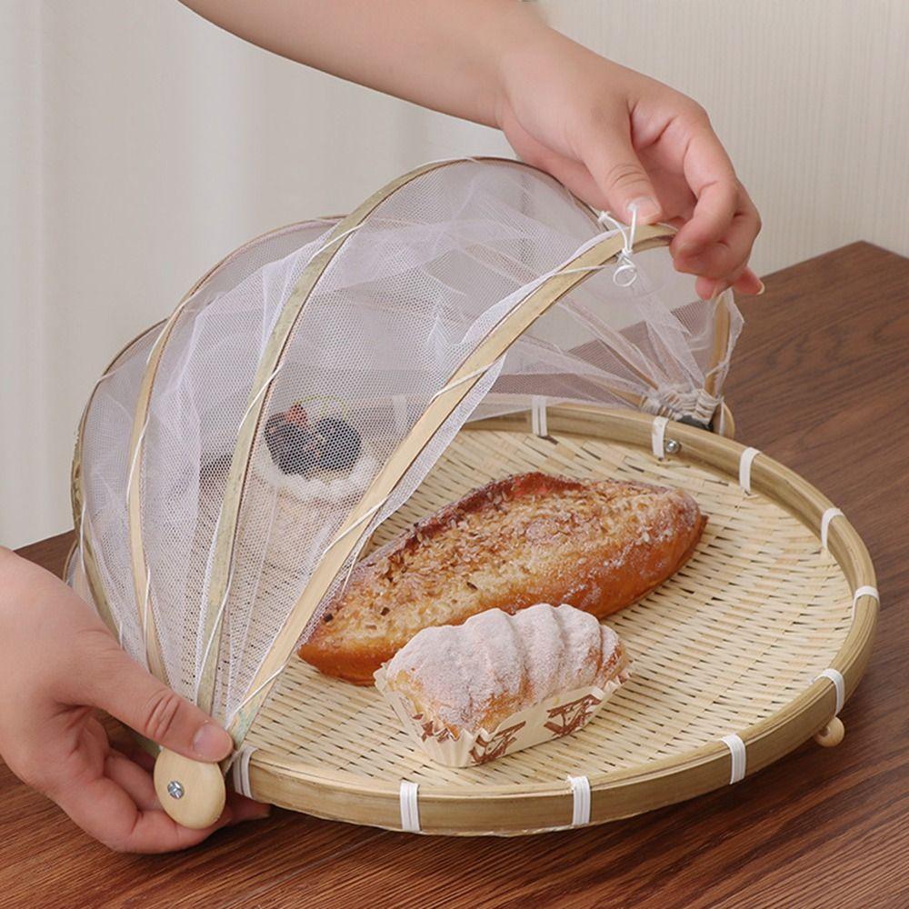 Bamboo Anti-insect Dustproof Basket Reusable Fruit Vegetable Tray Food Storage Basket  Kitchen Tool