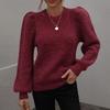 IHUASU Autumn and Winter Patchwork O-Neck Knit Women's Long Sleeve Pleated Loose Sweater