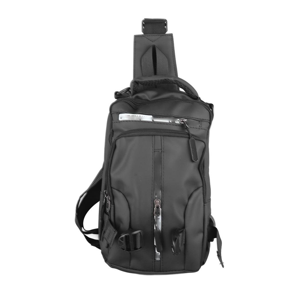 Men Nylon Backpack Waterproof Fashionable Multi Pocket Shoulder Chest Messenger Bag with USB Charging Port 5 Pocket