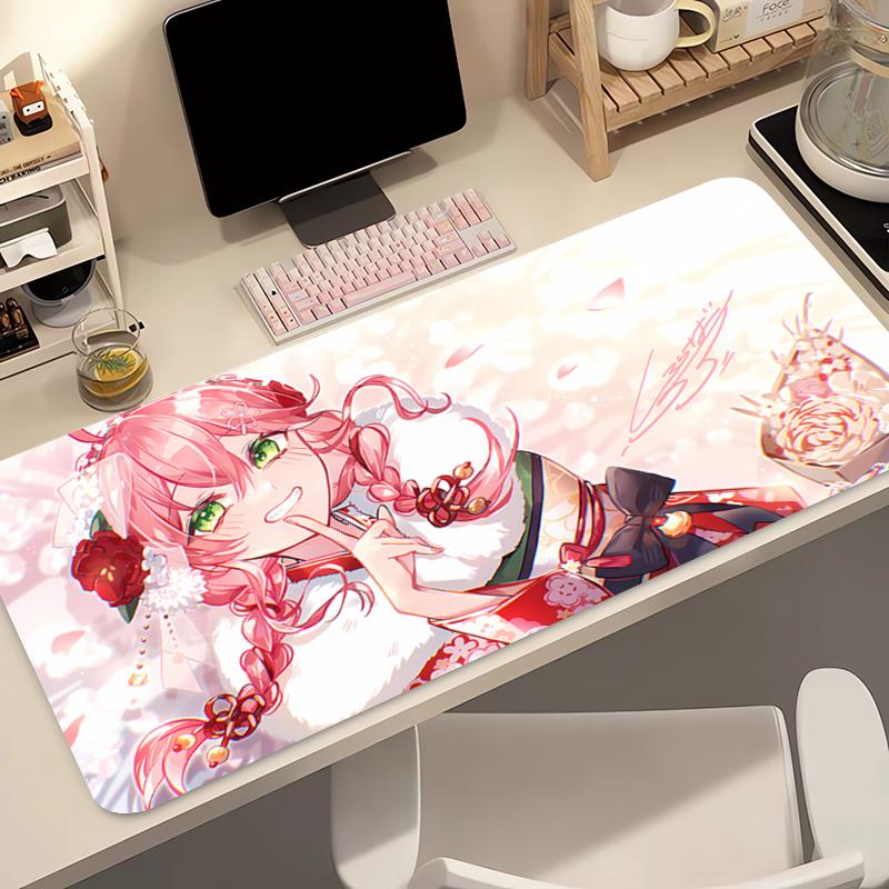 Mouse Pad Kawaii Gaming Accessories Edge White Hololive Sakura Miko PC Computer Keyboard Pad Gamer Desk Mat Alfombrilla Mousepad
