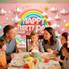 Nuxovilar Happy Birthday Banner - Large 71x43 Inch Pastel Rainbow Clouds Party Backdrop for Kids, Yard Sign, Birthday Decorations