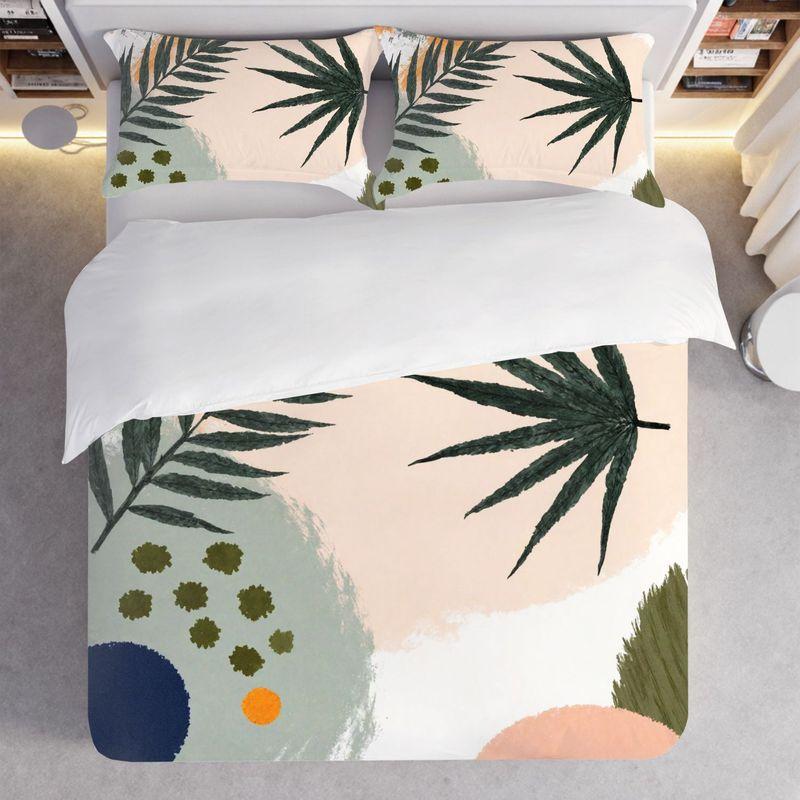 3Pcs Bedding Pillowcase Quilt Cover Set Modern Style Plant Pattern 2D Digital Printing Suitable For Bedroom Dormitory Decoration