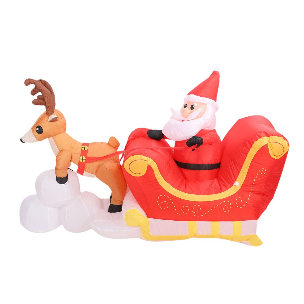 5.9ft Inflatable Decoration Santa On Sleigh Blow Up Reindeer Pulling Santa Sleigh Built in LED Lights for Party Decor