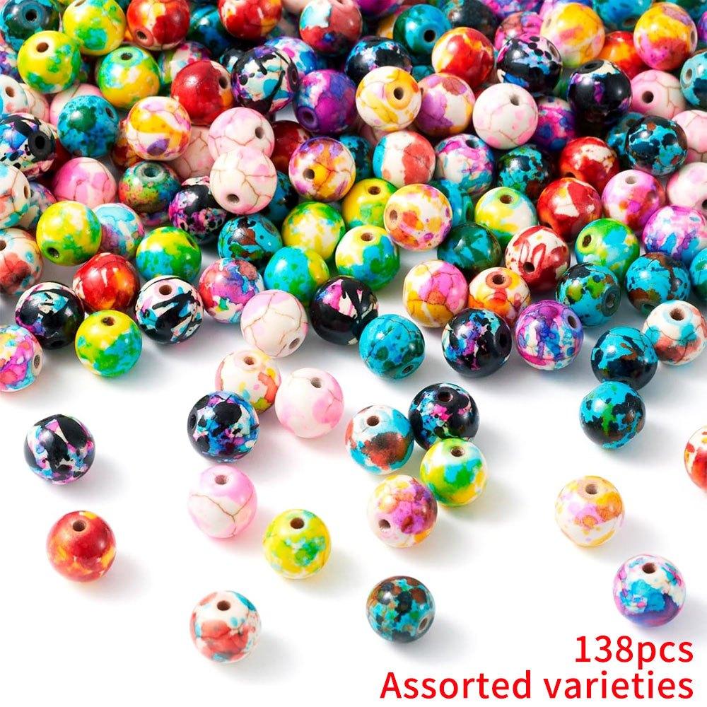 49/108/138pcs Stone Material Ink Decorative Beads Colorful Decorative Beads DIY Bracelet Necklace Earrings Keychain Foot Chain Phone Chain