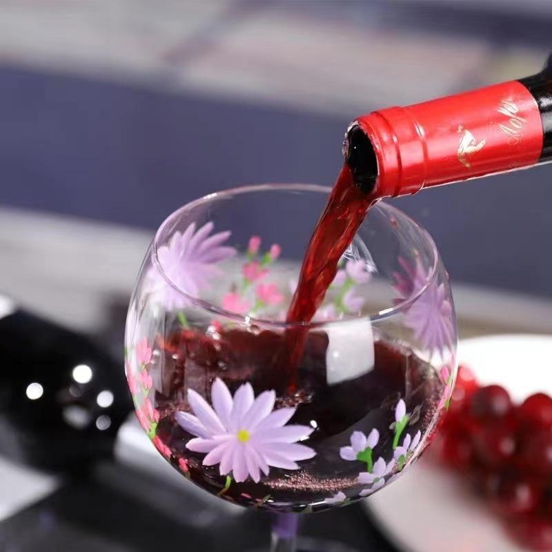 Calice Creativo Dipinto a Mano da 700ml Motivo Fiore di Lavanda Bicchieri da Vino Rosso Bar di Casa Ristorante Articoli per Bevande Tazze da Cocktail per Matrimonio