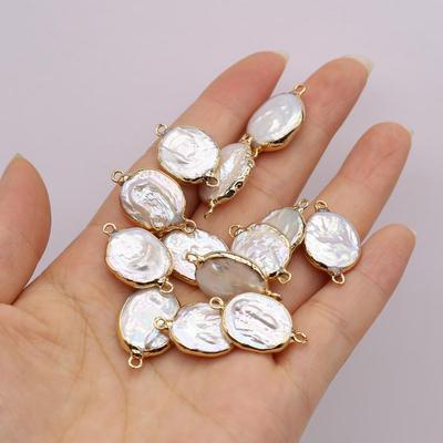 1Pcs/2Pcs Baroque Pearl Connector Freshwater Pearl Round Connector For Jewelry Making DIY Earrings Necklace Accessory