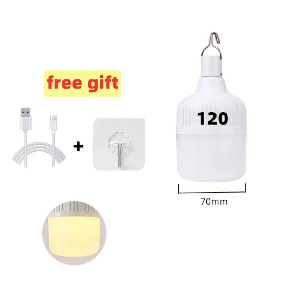 1-8pcs Portable LED Outdoor Camping Lights USB Rechargeable Lamp Hook Emergency Bulb High Power Tents Lantern Night Lights Bulb