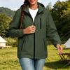 Women's Lightweight Casual Hooded Windbreaker Jacket Drawstring Waist Long Sleeve Zip Up Outerwear for Outdoor Activities