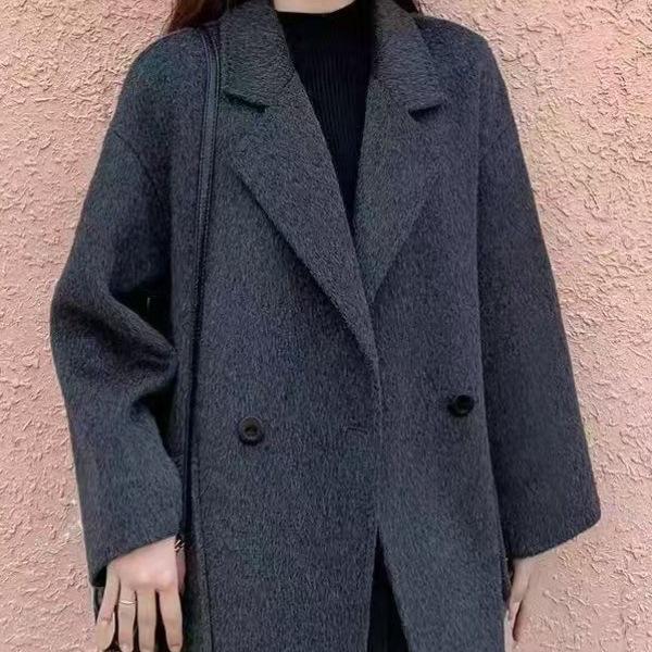 Damen Grauer Wollmantel Mittellang mit Elasthan - Frühjahr 2025 Edition