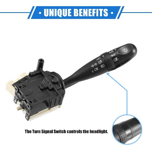 Car Turn Signal Switch Compatible for Toyota Yaris 1999-2005, Durable Plastic Black Headlight Indicator Switch Stalk