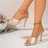 Women Slippers Summer Outside Gold Pointed Toe Slippers Women's Pointed High Heel Sandals Heels Womenshoes