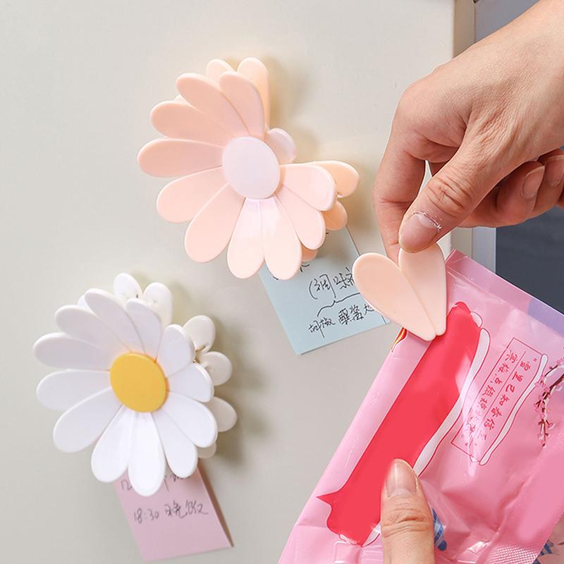 2 In 1 Magnetic Fridge Magnets Flower Type Multifunctional Sealing Clips For Food Storage Food Sealing Clips Kitchen Accessories
