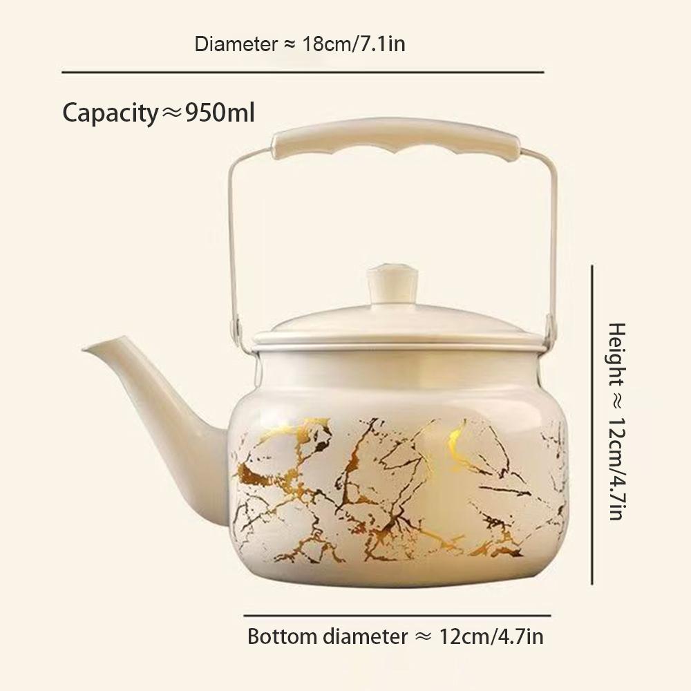 

Retro stainless steel teapot, Gold stamping relief applique milk tea pot, Dining table cold water kettle, Restaurant soup pot