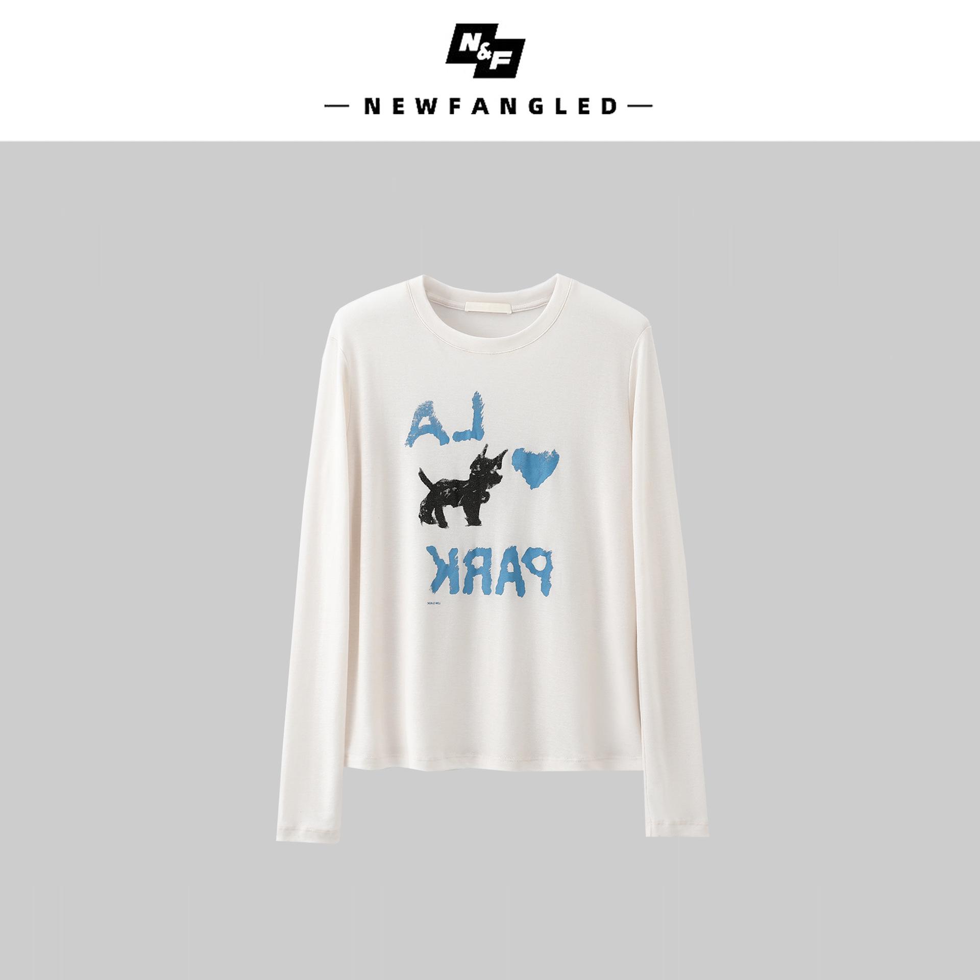 

Женский осенний топ из тенселя и шерсти с принтом, с длинным рукавом и круглым вырезом, приталенный Medium