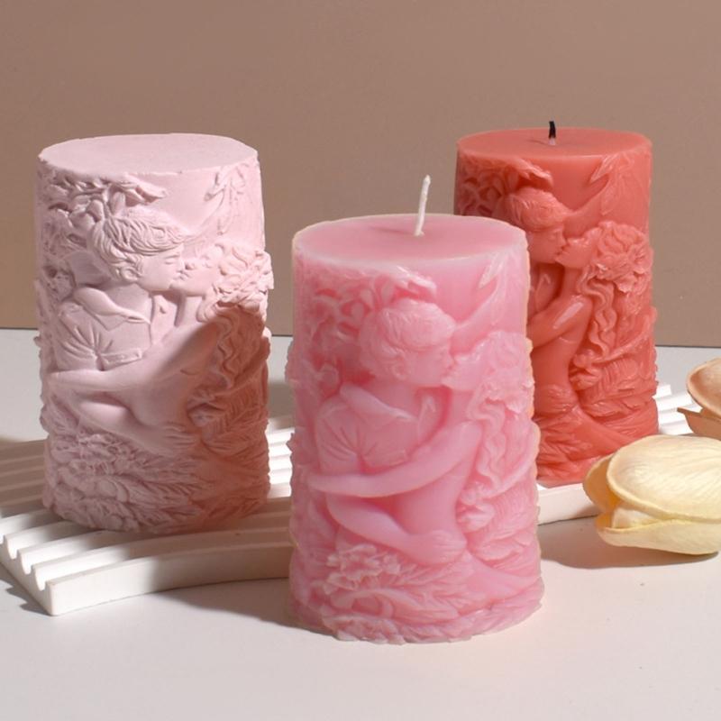 Silicone Cylinder Mould For Handmade Candle Embossed Star Detailing Safe Family Activity Supplies