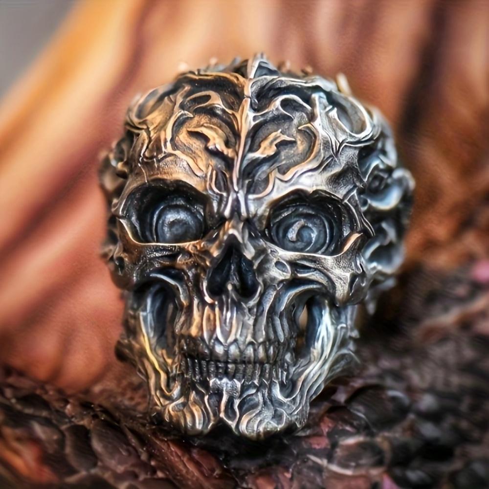 

Vintage Punk Stainless Steel Skull Rings For Men Gothic Punk Horror Skull Rings Hip Hop Men Motorcycle Rock Biker Jewelry Gifts 12