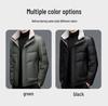 Men's Thickened Genuine Leather Down Jacket - Plus Size, Middle-Aged & Elderly, Winter Turn-Down Collar Outerwear, Loose Fit