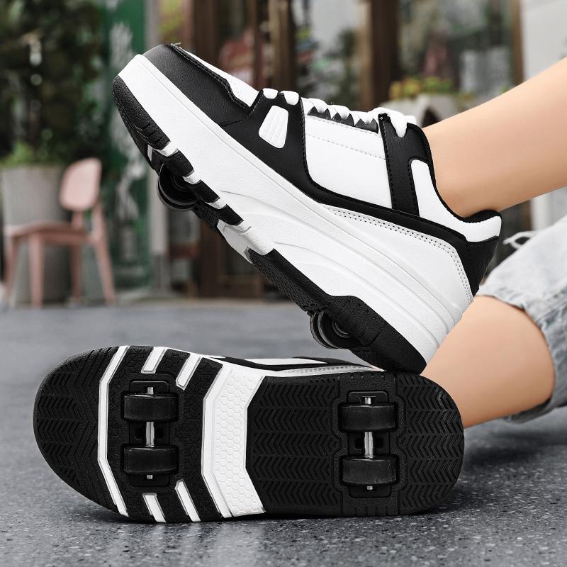 29-40 Bambini Smontaggio Quattro Ruote Scarpe Piatti Scarpe da Fuga / Scarpe da Pattinaggio a Rotelle con Ruote per Donna