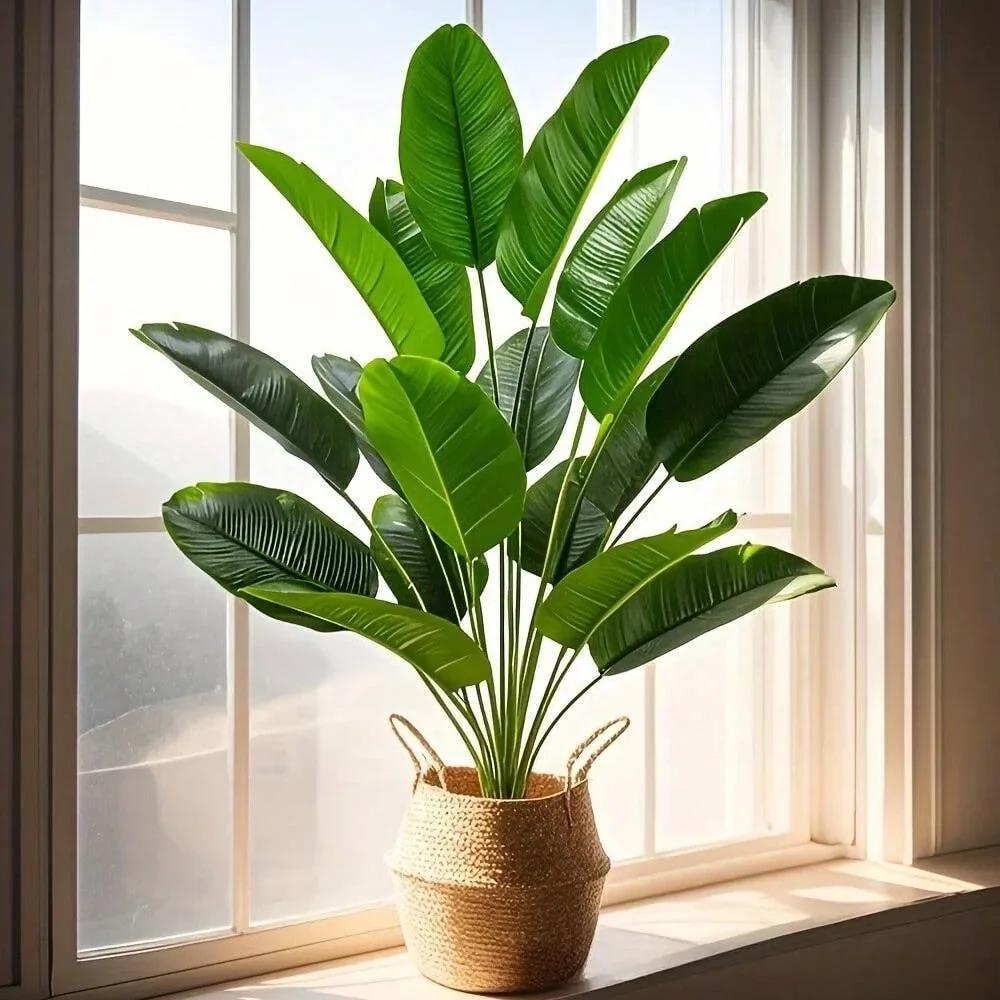 1pc 18 Leaves Artificial Plants Large Tropical Palm Tree Fake Banana Plants Leaves Real Touch for Home Garden Party Decor 2025