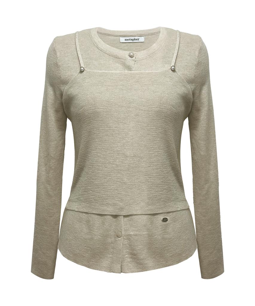 Metapeo Met Daily Layered Merino Wool Blended Knit Set Beige