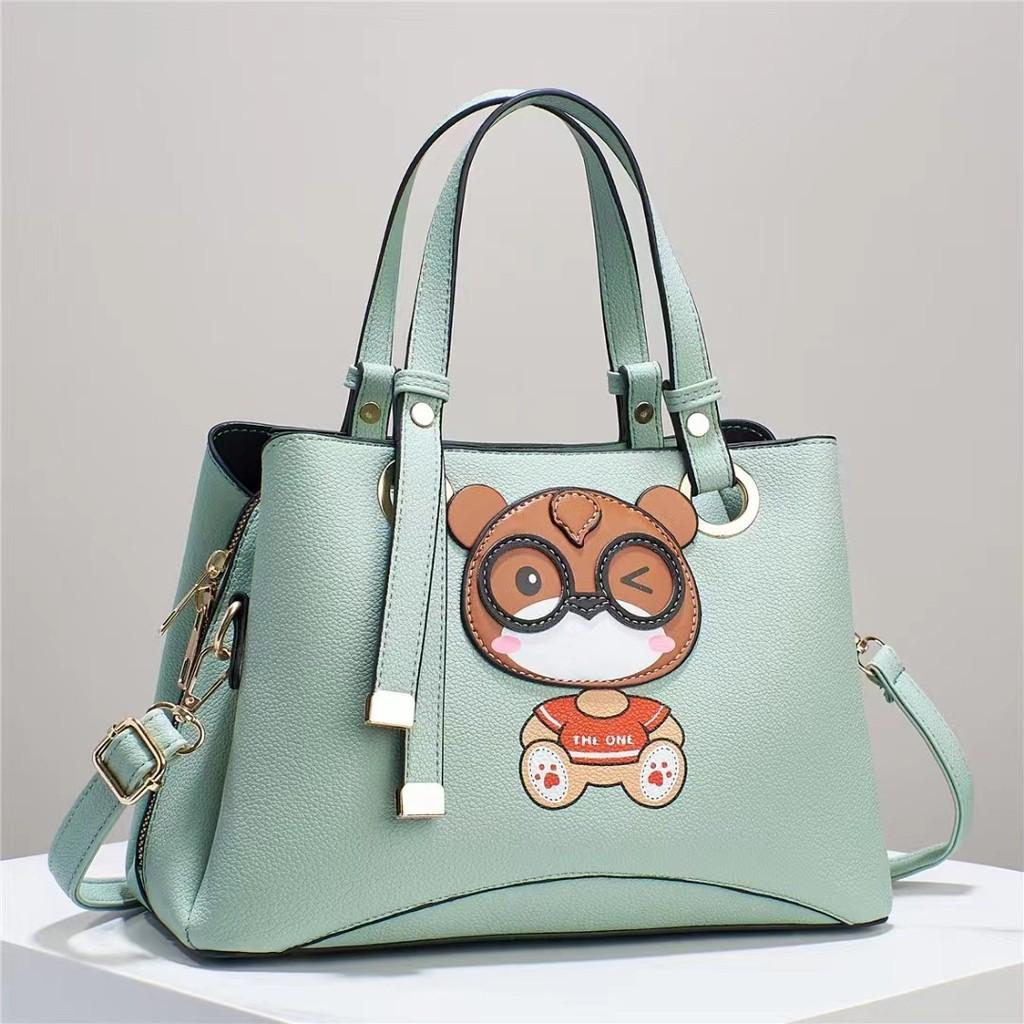 

Trendy Cross-border Cartoon Tote Bag Stylish Large Capacity Shoulder Bag For Everyday Use зелений