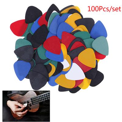 Lot de 100 médiators pour guitare acoustique, électrique, en celluloïd, lisses et colorés