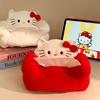 Plush Kitty Cat Tissue Box Cartoon Hello Kitty Toilet Paper Box Car Trunk Paper Towel Storage Box Home Tabletop Tissue Boxes