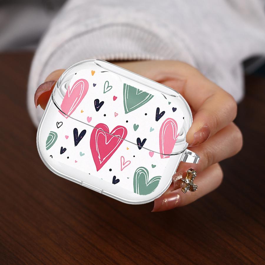 Love Heart Leopard Pink Case For Samsung Galaxy Buds 3Pro Live 2 4Pro 2Pro 4 Pro 3 FE Clear Earphone Cases Cover With Hook
