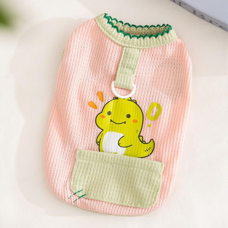 Cat clothes Cartoon pocket vest Spring and summer thin breathable bipeg blue cat kitten puppy pet clothes