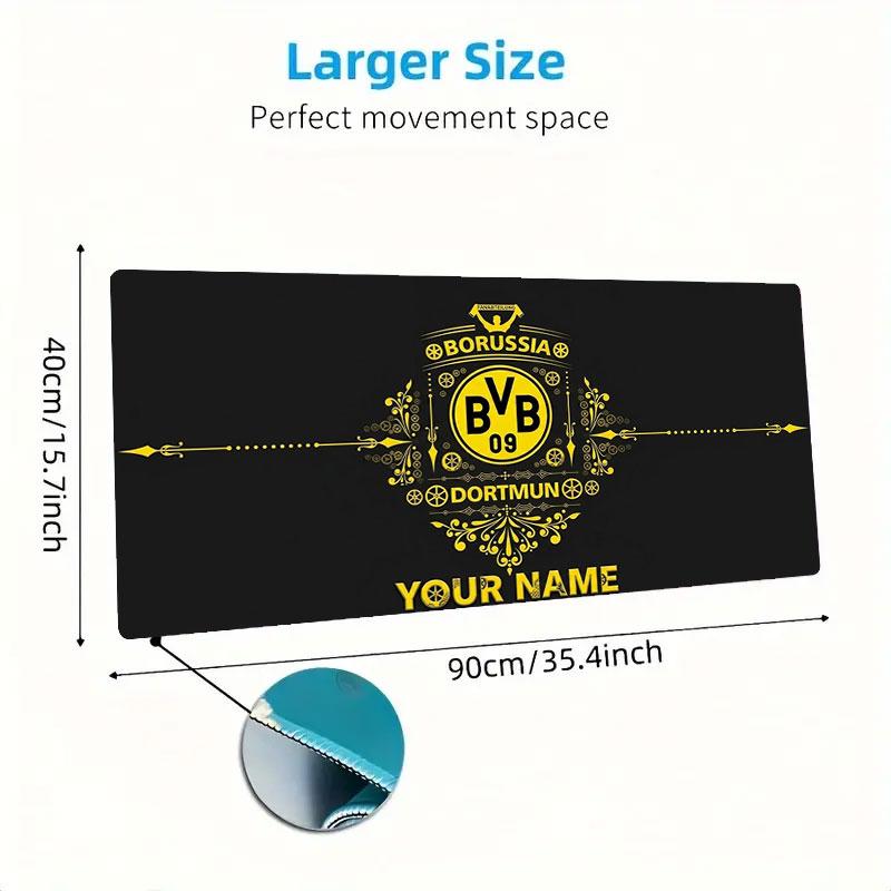 Borussia Individueller Name Große Größe Mauspads Große Gaming-Tischunterlage Rutschfest Laptop Tablet Großes Mauspads XXL Matte Mini-PC Spielmatte Mit Verriegeltem Rand