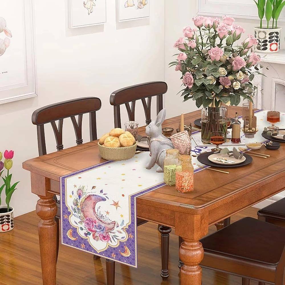 Heat Insulation Ramadan Table Runner Anti-slip Moon Table Runner New Table Cover  Eid Al Adha