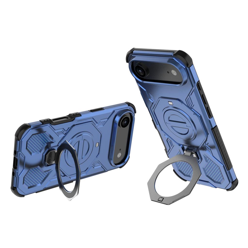 For iPhone 17 Air Magnetic Case Rotating Metal Kickstand Shockproof PC+TPU Phone Back Cover