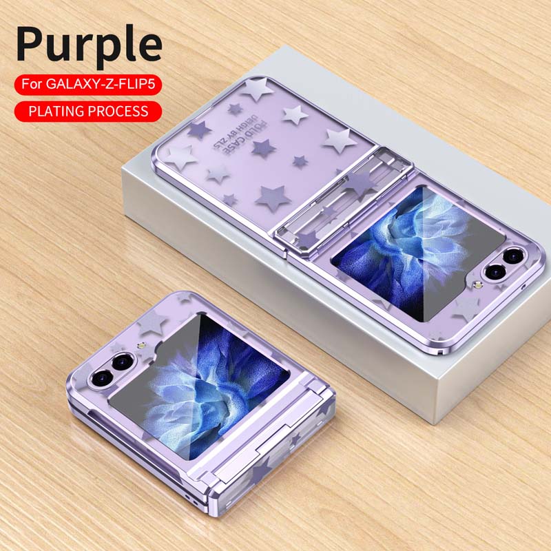Supply Texture Online Star Plating Transparent Folding Hard Plastic PC Mobile Phone Cover Case for Samsung Galaxy Z Flip 3 4 5 6