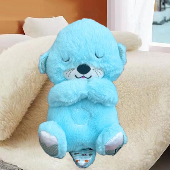 Musical Otter Plush Toy with Lullaby Soothing Sound Light Washable Breathing